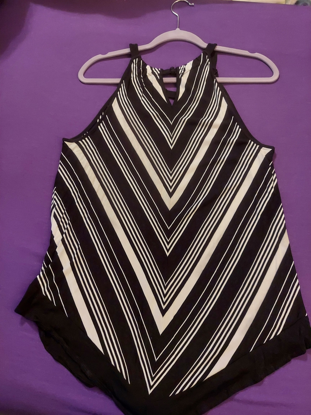 INC International Concepts Black & White Striped Halter Tank Top. XL.